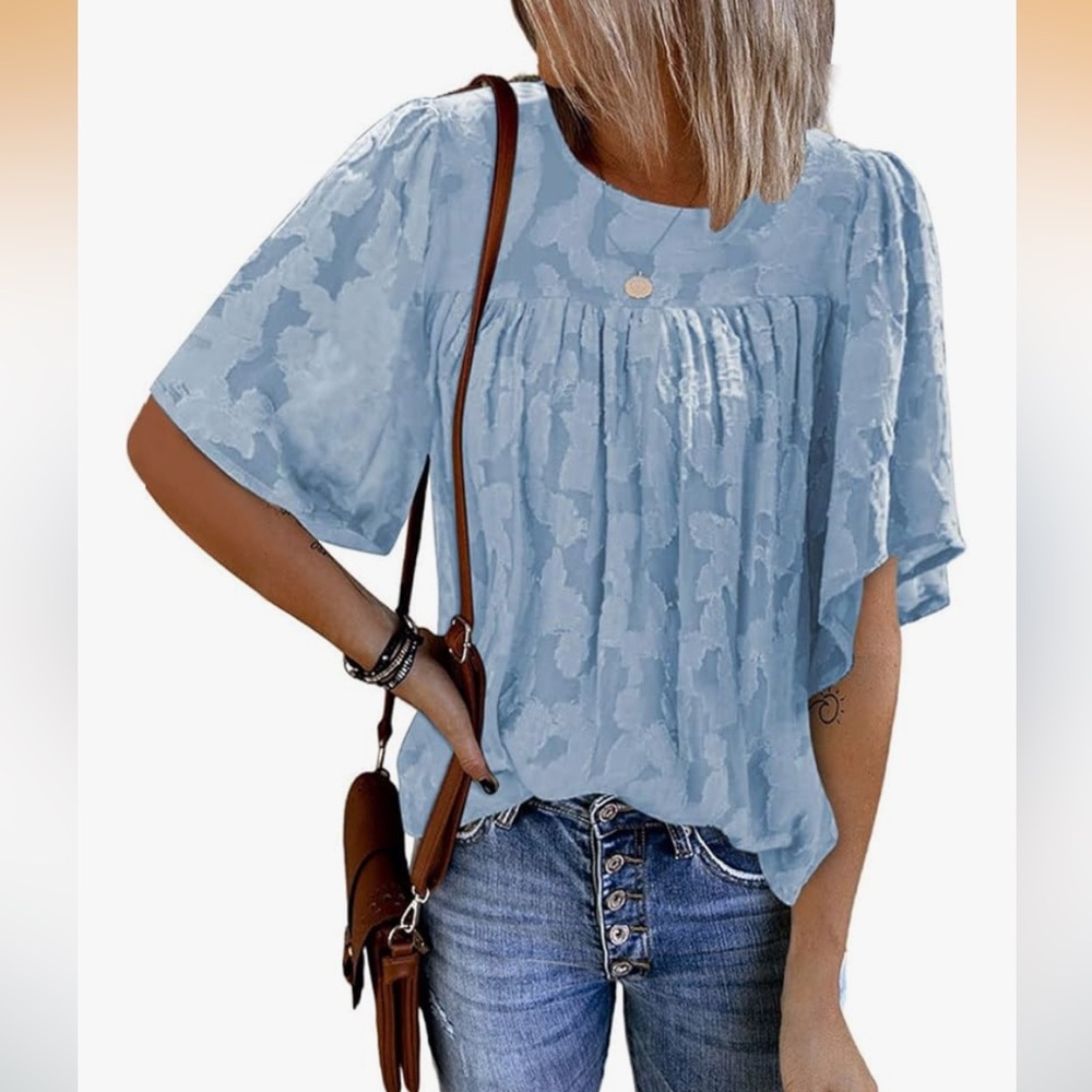 New Chartou summer casual chiffon ruffled sleeve pleated blouse shirt pullover
